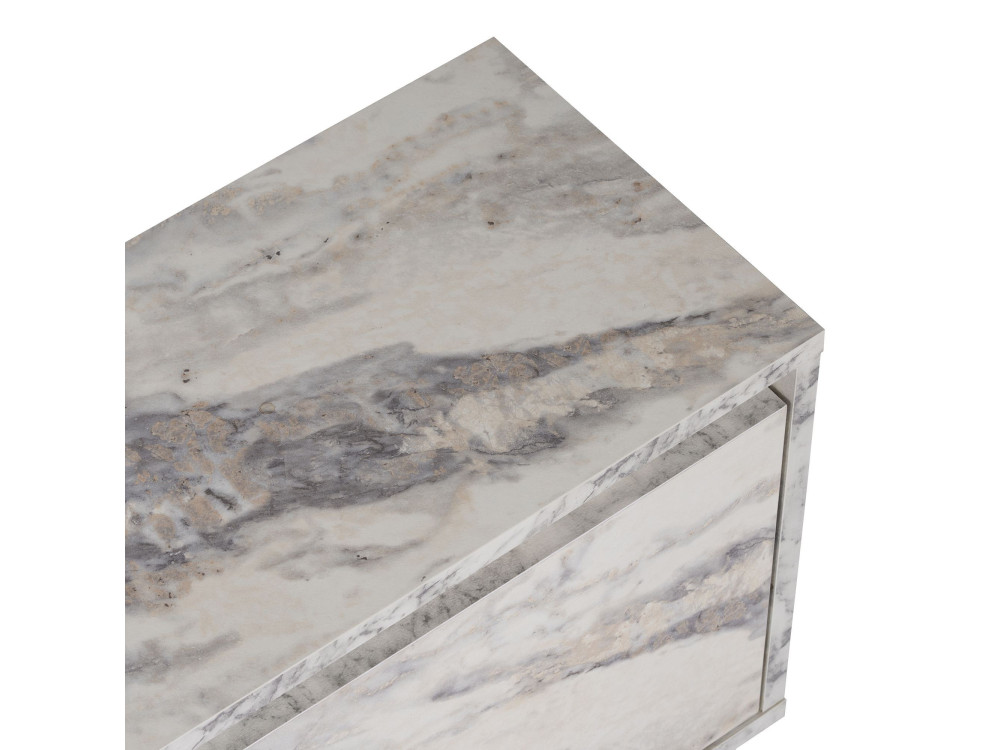 Meuble TV en bois " Vanguard " - 160 x 30 x 42 cm - Marbre Freesia