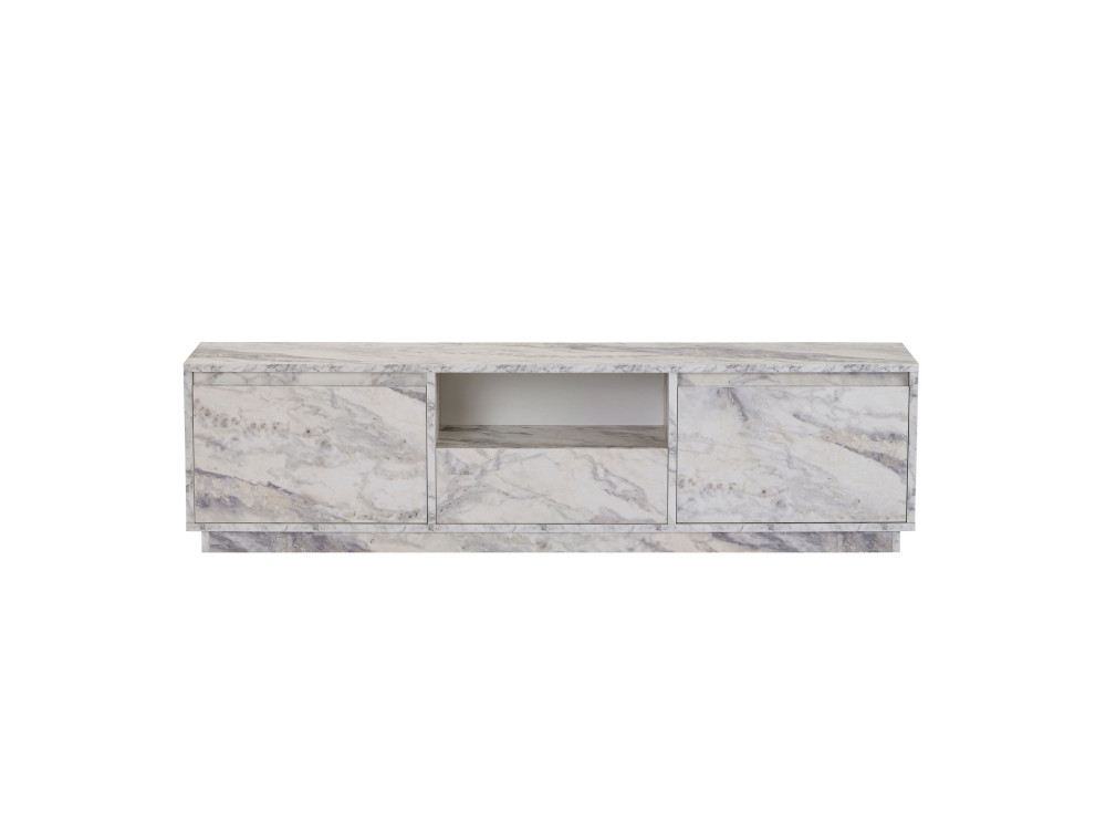 Meuble TV en bois " Vanguard " - 160 x 30 x 42 cm - Marbre Freesia
