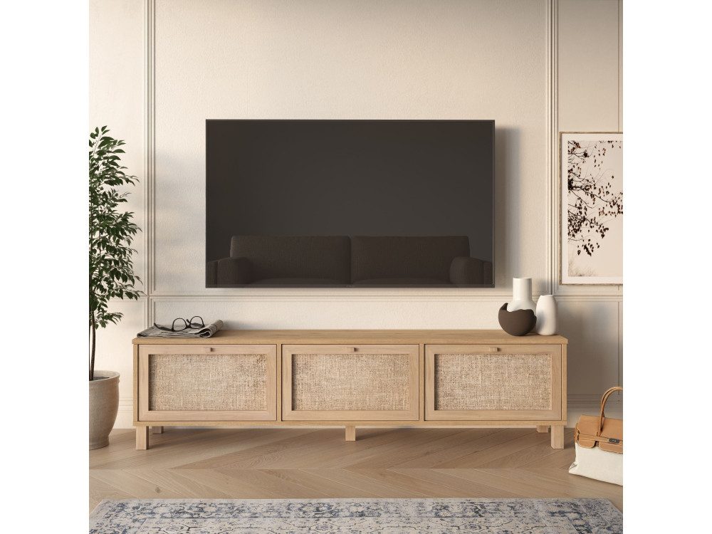Meuble TV en bois " Dune " - 180 x 45,6 x 32 cm - Chêne