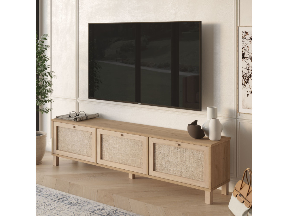 Meuble TV en bois " Dune " - 180 x 45,6 x 32 cm - Chêne