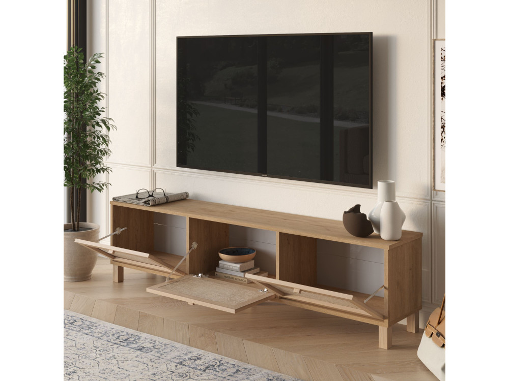 Meuble TV en bois " Dune " - 180 x 45,6 x 32 cm - Chêne