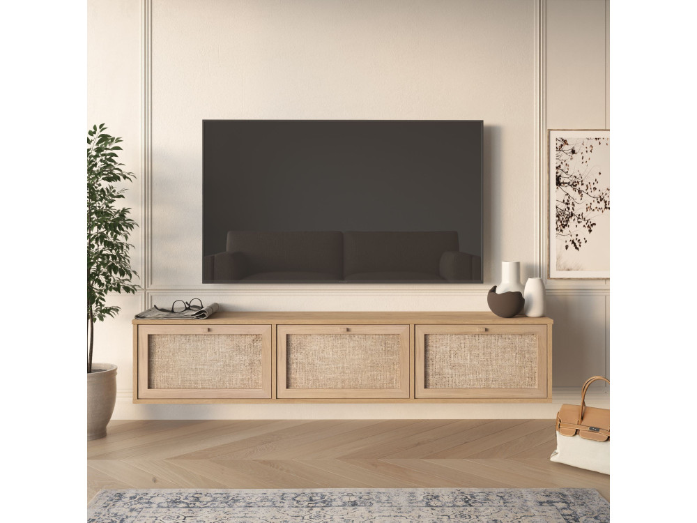 Meuble TV en bois " Dune " - 180 x 35,6 x 32 cm - Chêne