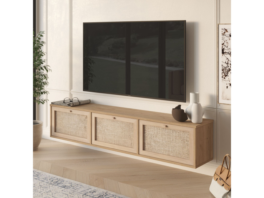 Meuble TV en bois " Dune " - 180 x 35,6 x 32 cm - Chêne
