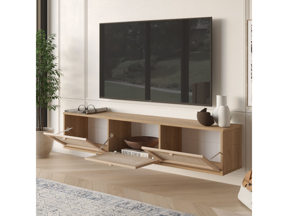 Meuble TV en bois " Dune " - 180 x 35,6 x 32 cm - Chêne