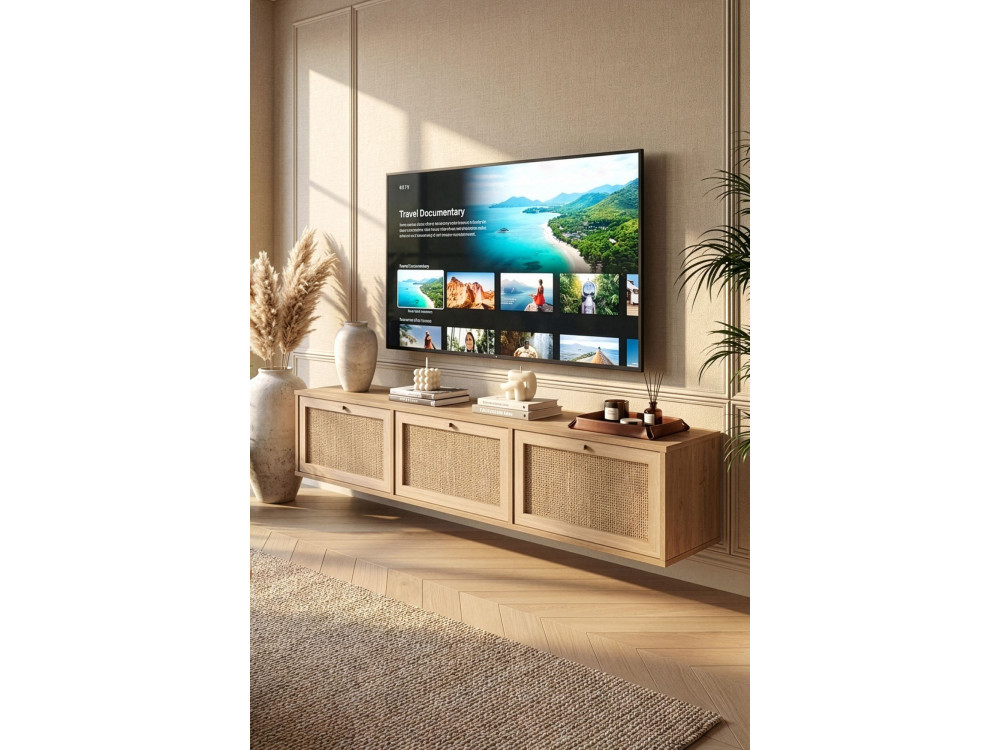 Meuble TV en bois " Dune " - 180 x 35,6 x 32 cm - Chêne