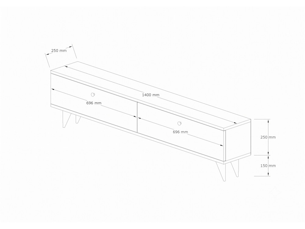 Meuble TV en bois " Paris 140 " - 140 x 40 x 25 cm - Noyer