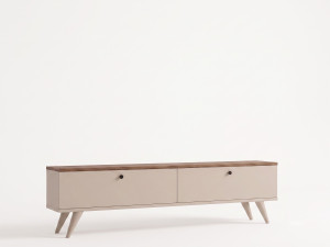 Meuble TV en bois " Paris 140 " - 140 x 40 x 25 cm - Noyer / Cachemire