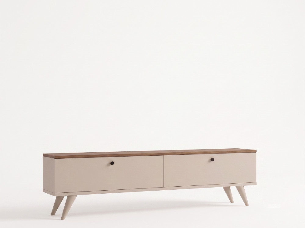 Meuble TV en bois " Paris 140 " - 140 x 40 x 25 cm - Noyer / Cachemire
