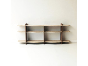 Console en bois " Flusso " - 170 x 65 x 30 cm - Travertin / Noyer