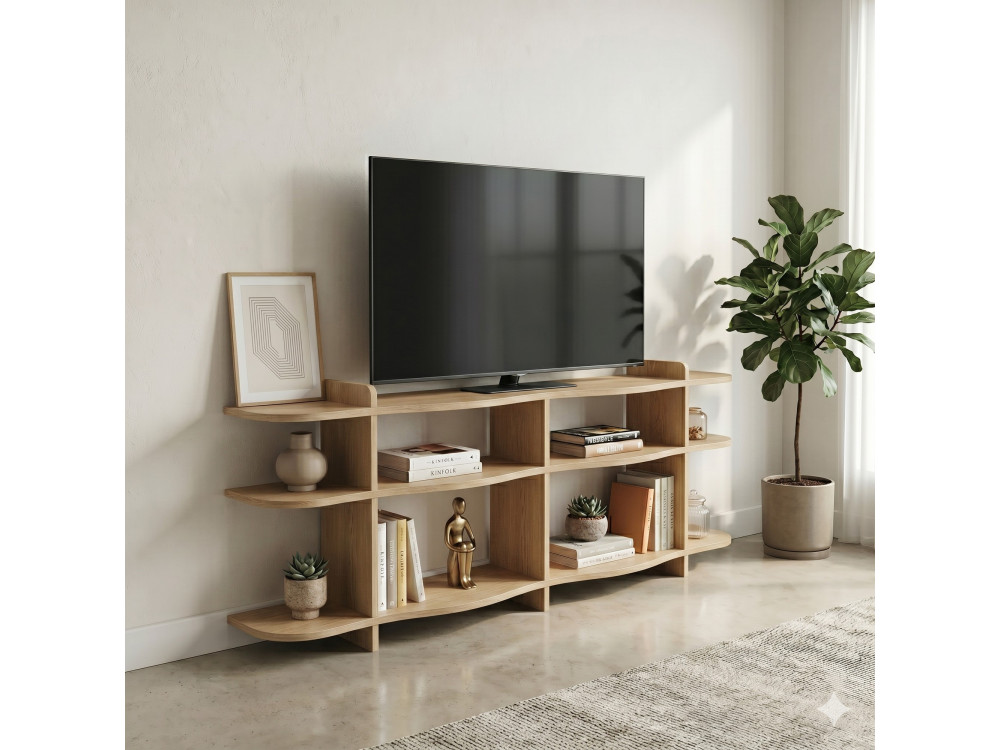 Console en bois " Flusso " - 170 x 65 x 30 cm - Chêne Saphir