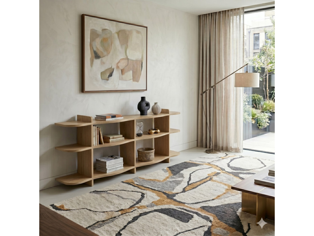 Console en bois " Flusso " - 170 x 65 x 30 cm - Chêne Saphir