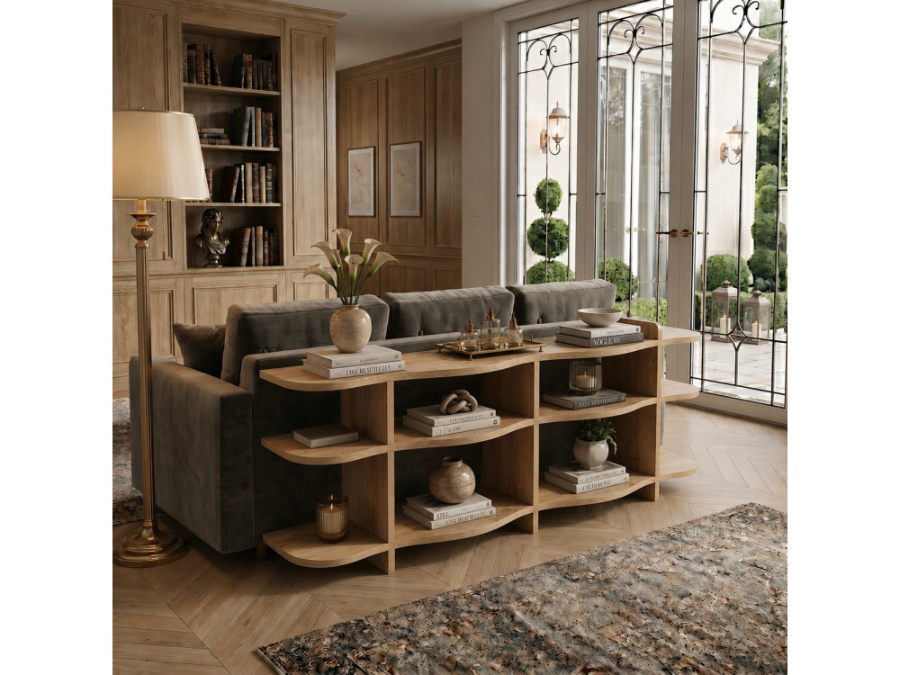 Console en bois " Flusso " - 170 x 65 x 30 cm - Chêne Saphir