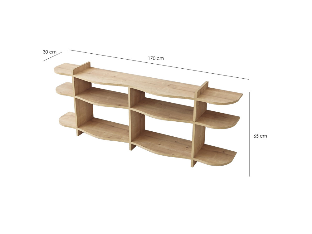 Console en bois " Flusso " - 170 x 65 x 30 cm - Chêne Saphir