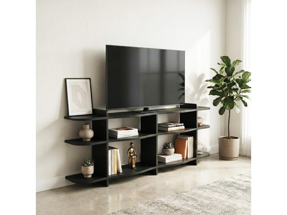 Console en bois " Flusso " - 170 x 65 x 30 cm - Noir