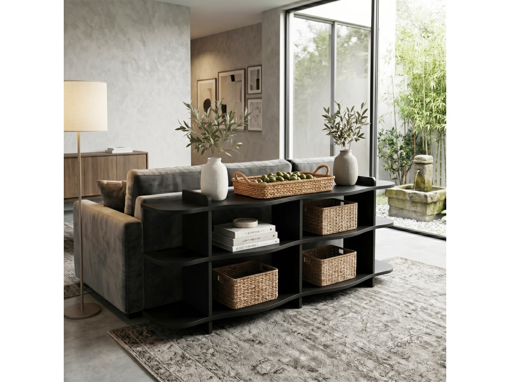 Console en bois " Flusso " - 170 x 65 x 30 cm - Noir