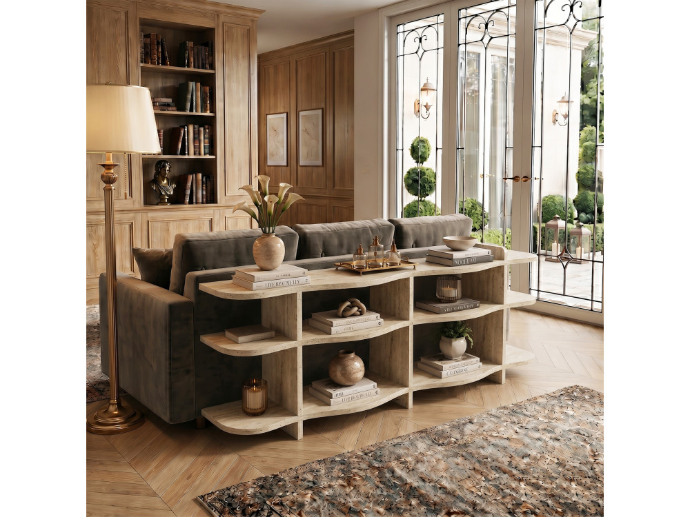 Console en bois " Flusso " - 170 x 65 x 30 cm - Travertin
