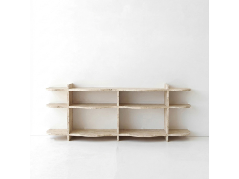 Console en bois " Flusso " - 170 x 65 x 30 cm - Travertin