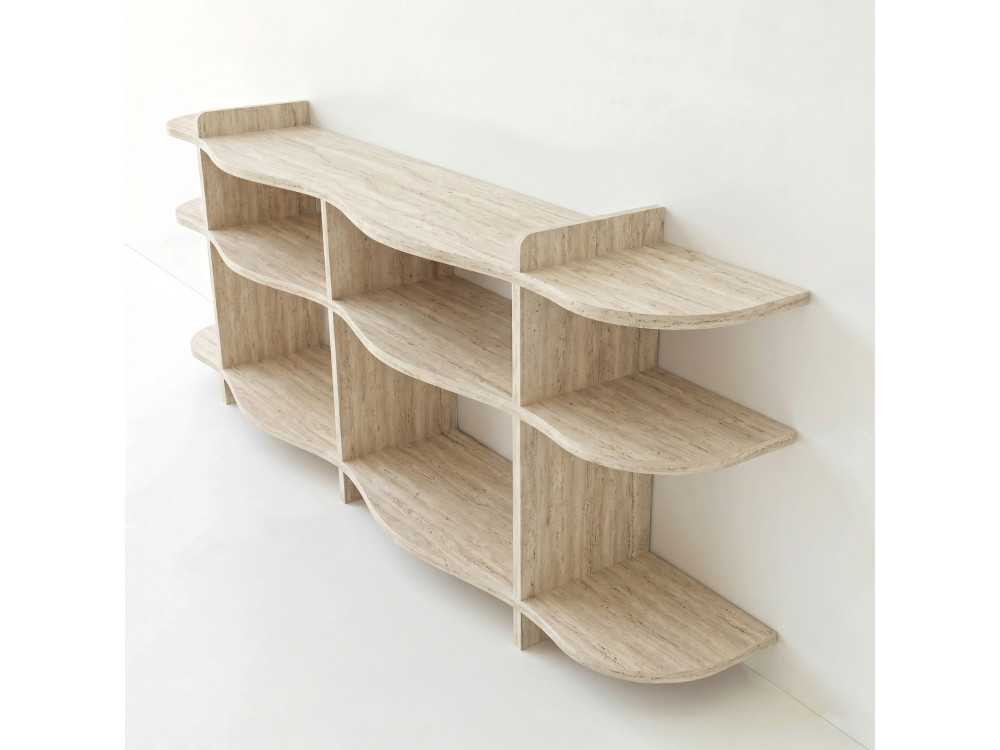 Console en bois " Flusso " - 170 x 65 x 30 cm - Travertin