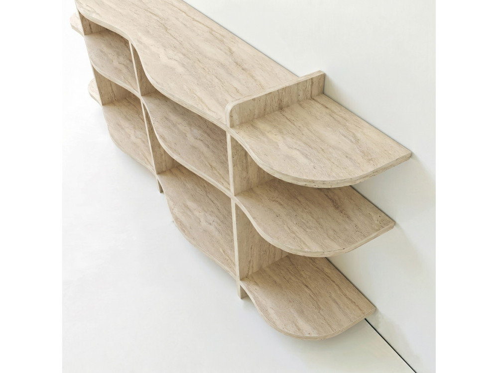 Console en bois " Flusso " - 170 x 65 x 30 cm - Travertin