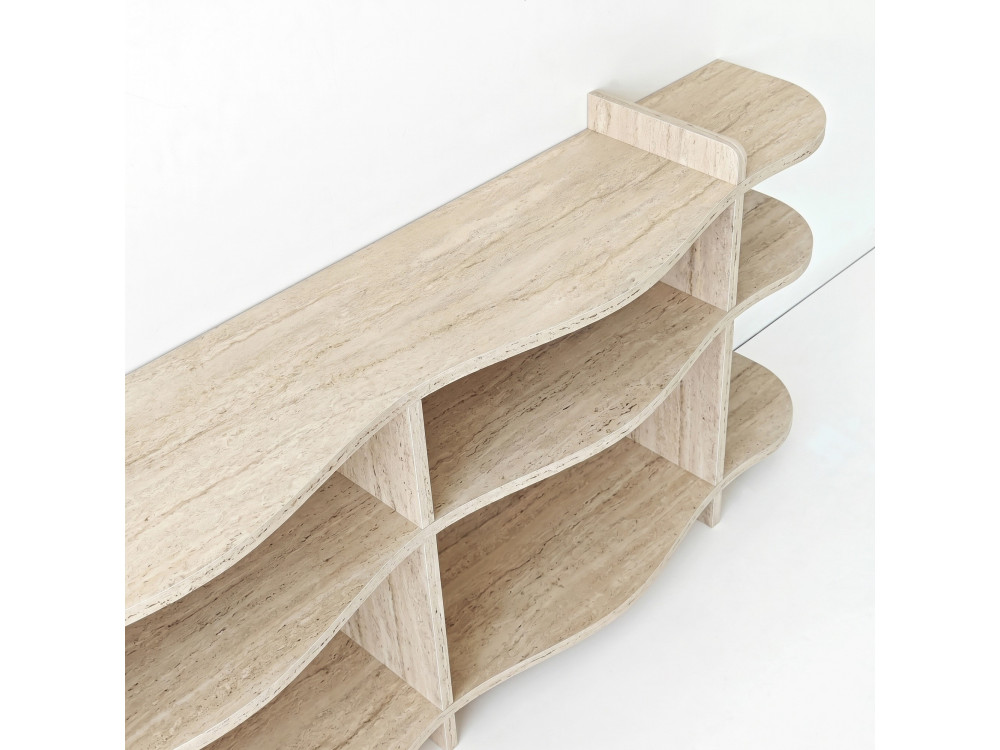 Console en bois " Flusso " - 170 x 65 x 30 cm - Travertin