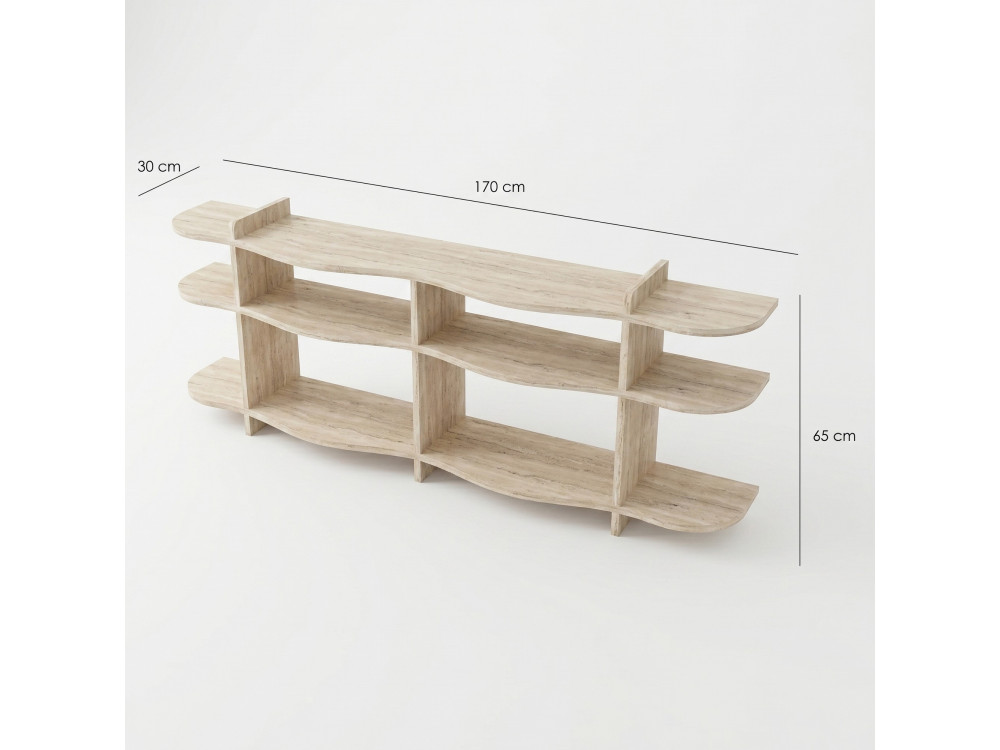 Console en bois " Flusso " - 170 x 65 x 30 cm - Travertin