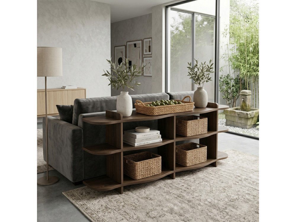 Console en bois " Flusso " - 170 x 65 x 30 cm - Noyer