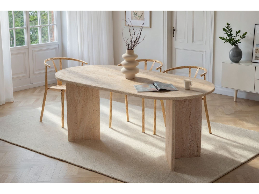 Table à manger en bois "Sablin" - 180 x 89 x 75 cm - Beige