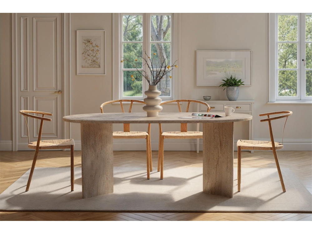 Table à manger en bois "Sablin" - 180 x 89 x 75 cm - Beige