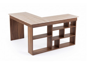 Bureau en bois " Vesper " - 130 x 72 x 120 cm - Travertin / Noyer Venezia