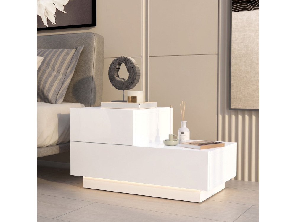 Table de Chevet en bois " Kayra " - 70 x 35 x 38,3 cm - Blanc