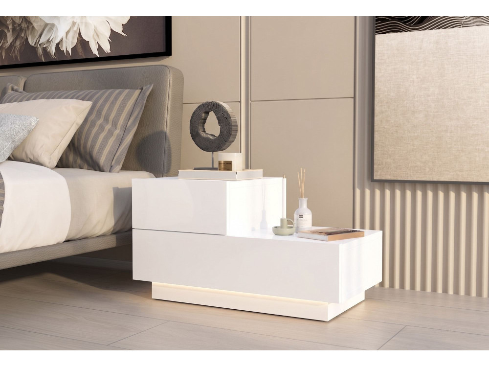 Table de Chevet en bois " Kayra " - 70 x 35 x 38,3 cm - Blanc