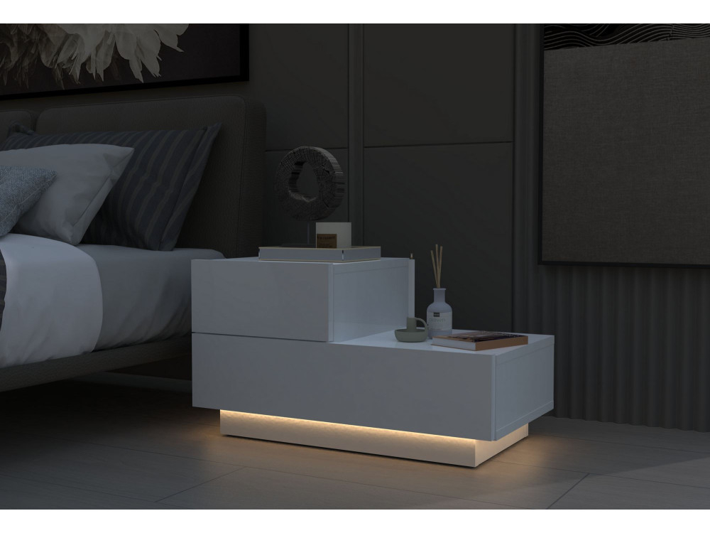 Table de Chevet en bois " Kayra " - 70 x 35 x 38,3 cm - Blanc