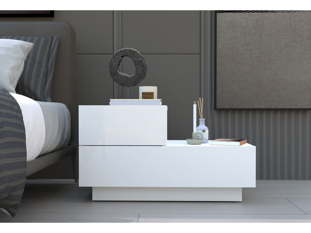 Table de Chevet en bois " Kayra " - 70 x 35 x 38,3 cm - Blanc