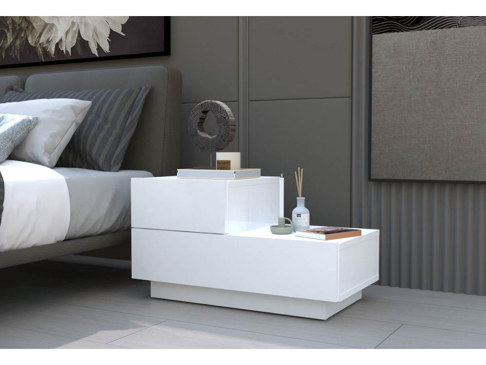 Table de Chevet en bois " Kayra " - 70 x 35 x 38,3 cm - Blanc