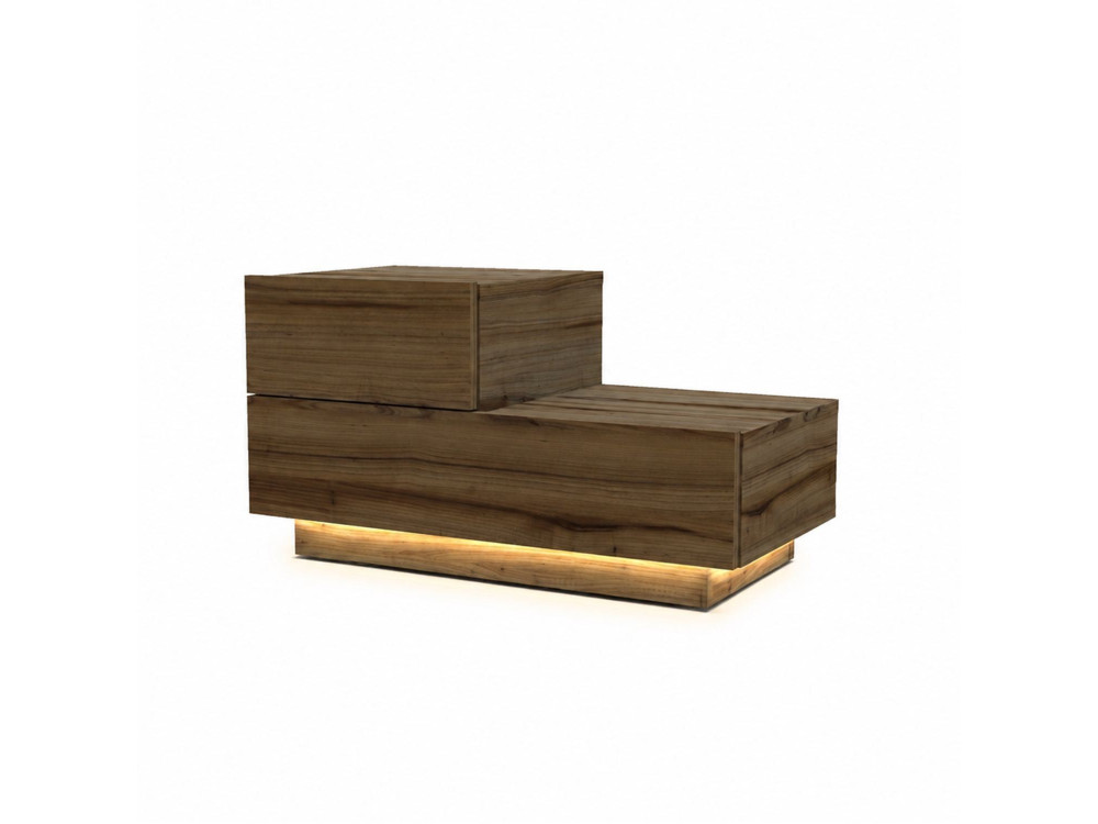 Table de Chevet en bois " Kayra " - 70 x 35 x 38,3 cm - Noyer Antique