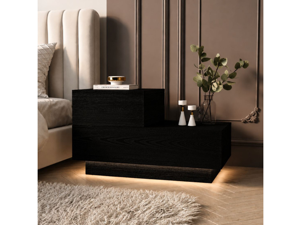 Table de Chevet en bois " Kayra " - 70 x 35 x 38,3 cm - Bois Noir