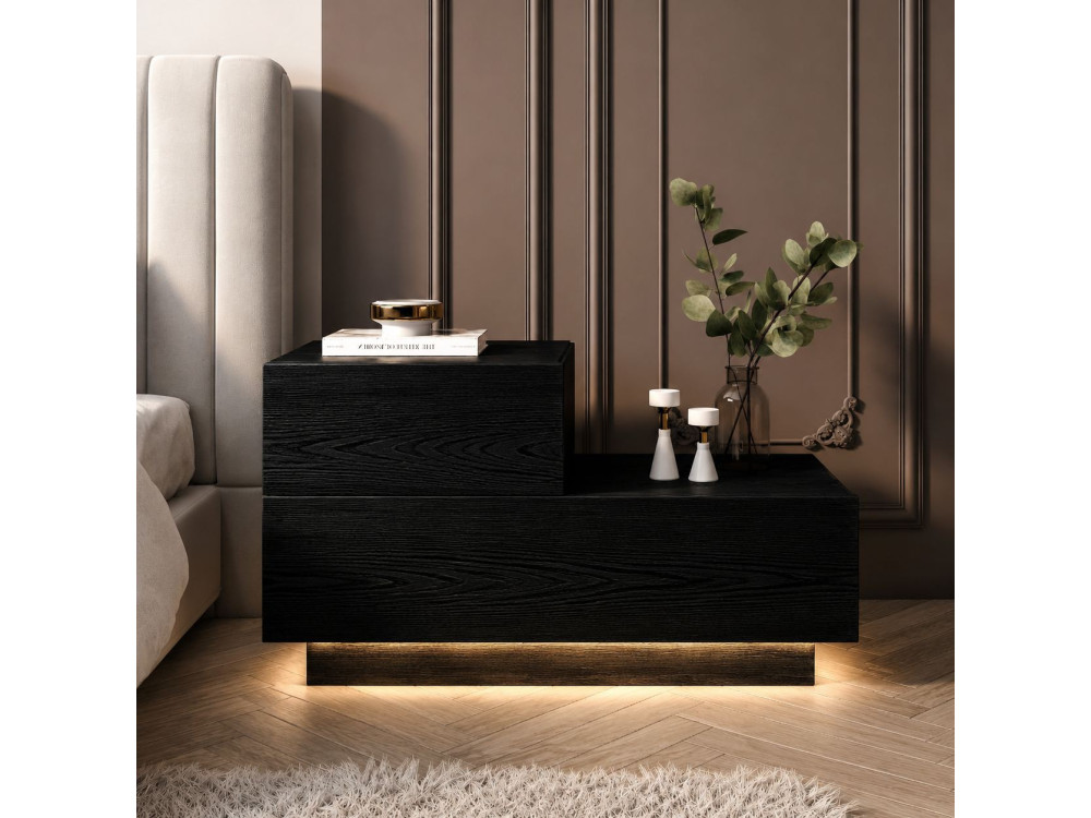 Table de Chevet en bois " Kayra " - 70 x 35 x 38,3 cm - Bois Noir