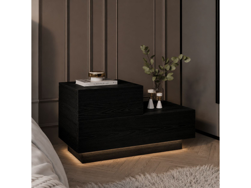 Table de Chevet en bois " Kayra " - 70 x 35 x 38,3 cm - Bois Noir