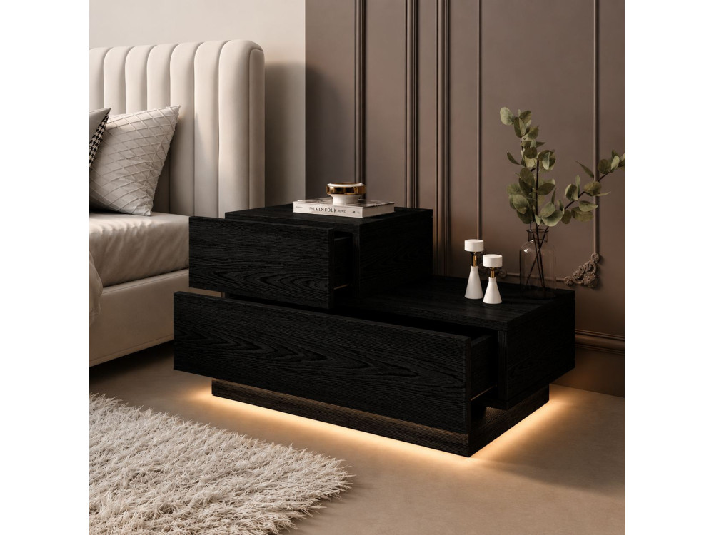 Table de Chevet en bois " Kayra " - 70 x 35 x 38,3 cm - Bois Noir