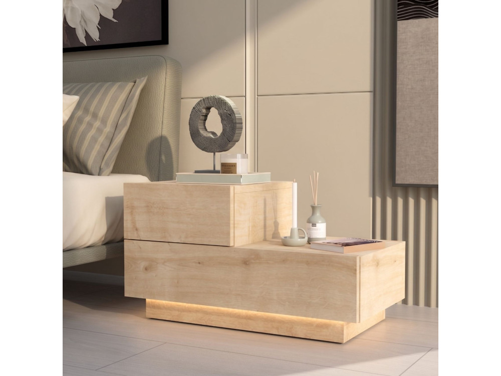 Table de Chevet en bois " Kayra " - 70 x 35 x 38,3 cm - Chêne Saphir