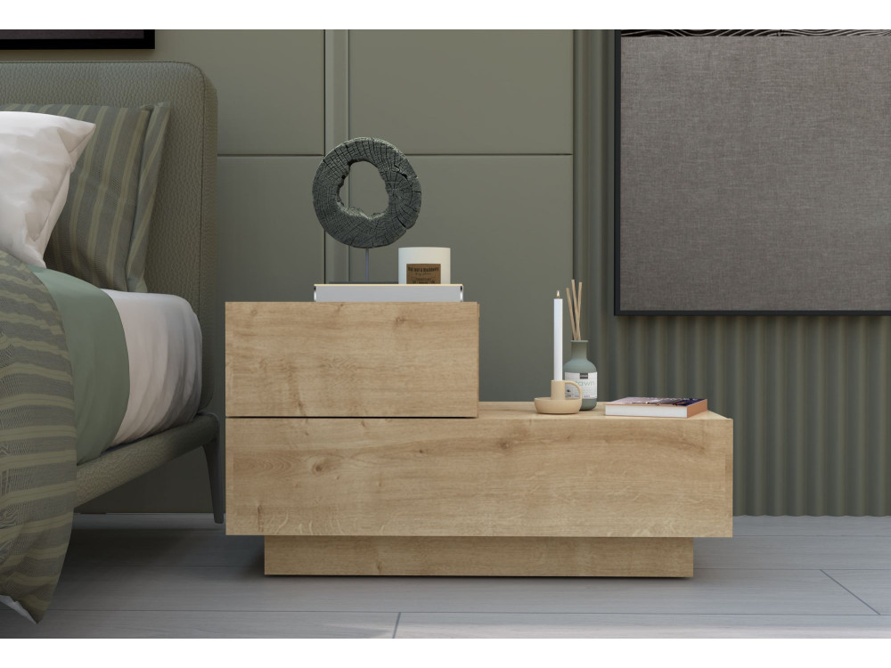 Table de Chevet en bois " Kayra " - 70 x 35 x 38,3 cm - Chêne Saphir