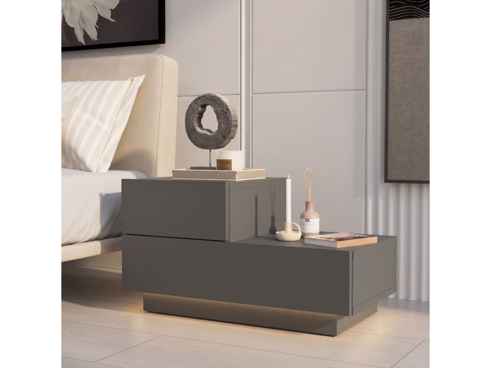 Table de Chevet en bois " Kayra " - 70 x 35 x 38,3 cm - Anthracite