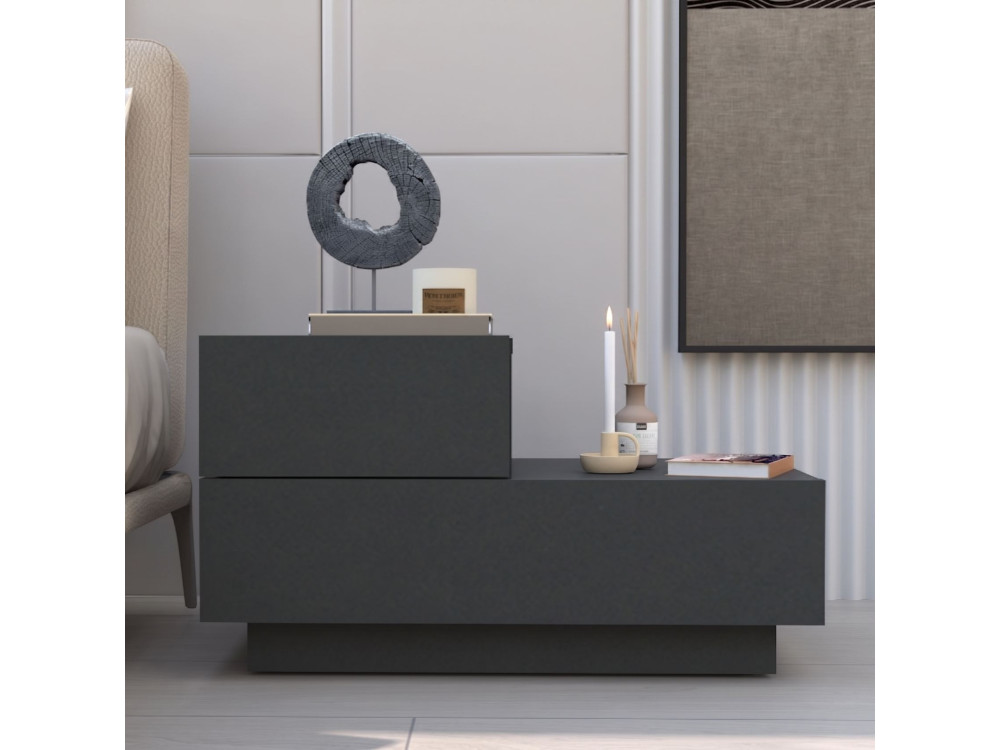 Table de Chevet en bois " Kayra " - 70 x 35 x 38,3 cm - Anthracite