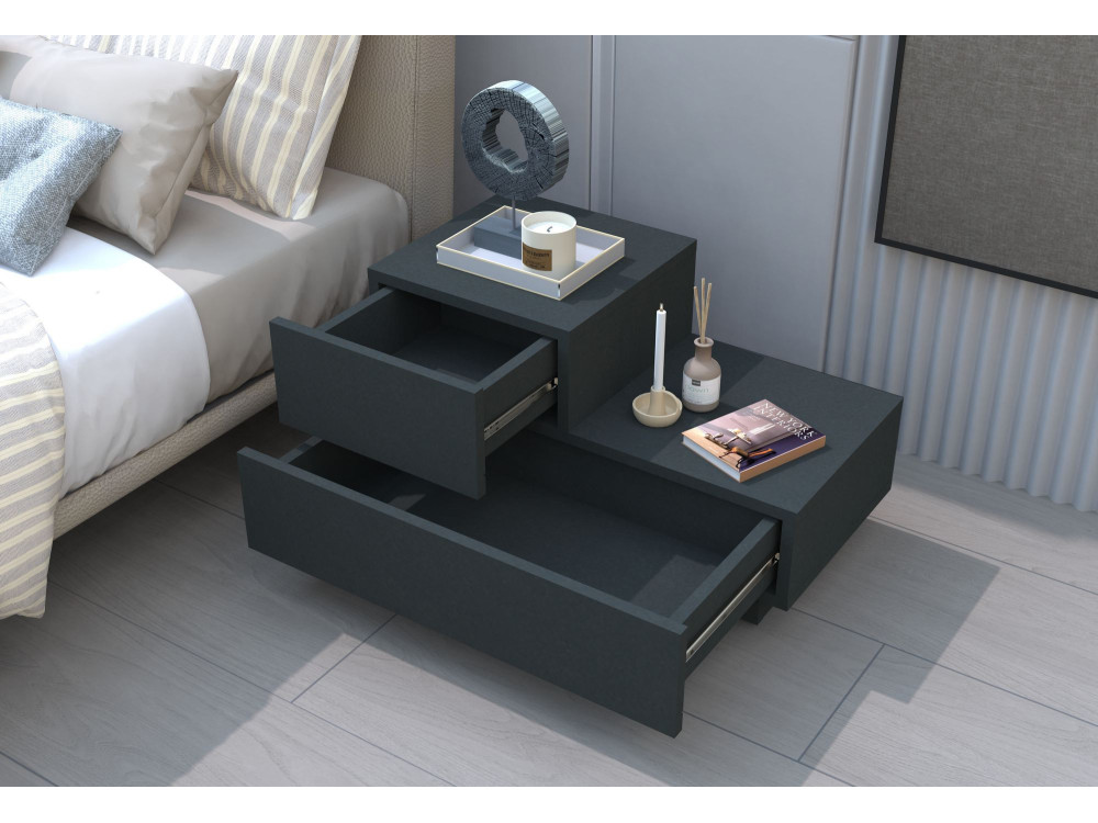 Table de Chevet en bois " Kayra " - 70 x 35 x 38,3 cm - Anthracite