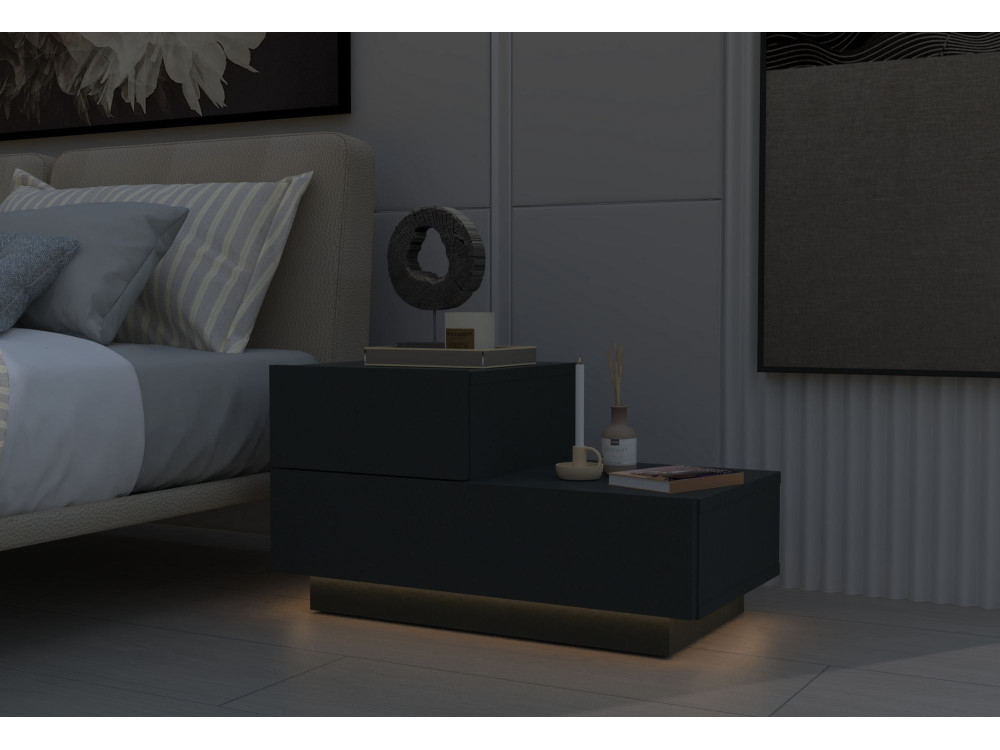 Table de Chevet en bois " Kayra " - 70 x 35 x 38,3 cm - Anthracite