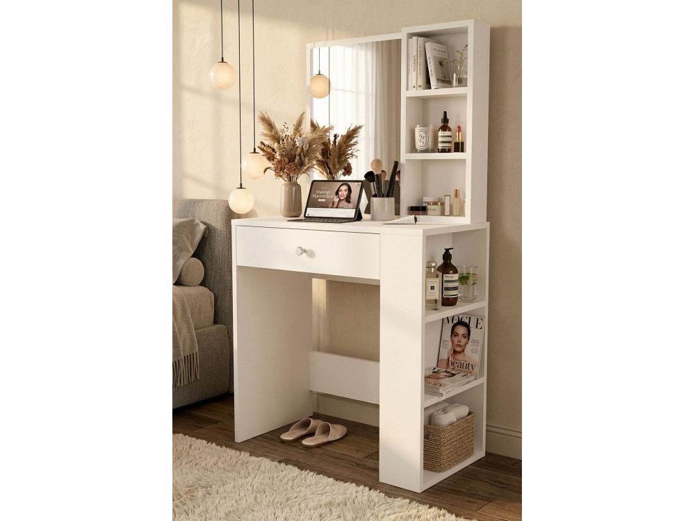Coiffeuse en bois " Monroe " - 69,4 x 135 x 40 cm - Blanc