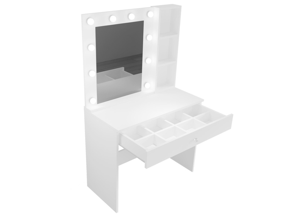 Coiffeuse en bois " Monroe " - 80 x 147 x 42,5 cm - Blanc