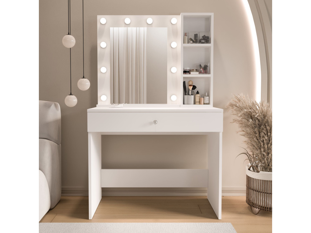 Coiffeuse en bois " Monroe " - 80 x 147 x 42,5 cm - Blanc