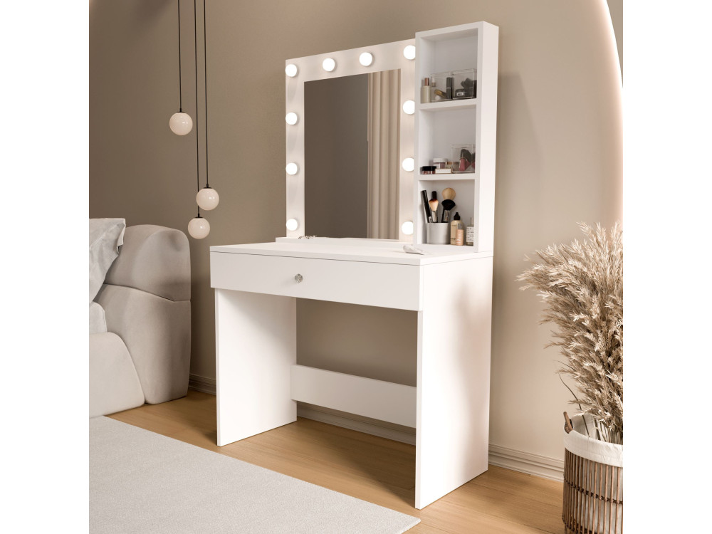 Coiffeuse en bois " Monroe " - 80 x 147 x 42,5 cm - Blanc