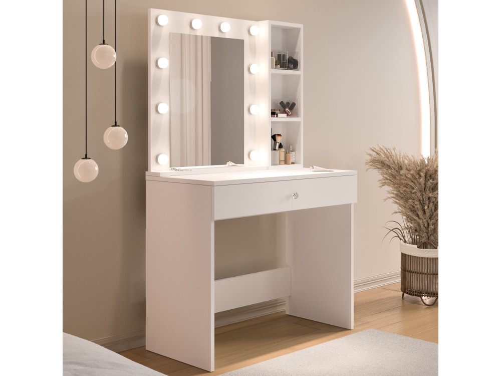Coiffeuse en bois " Monroe " - 80 x 147 x 42,5 cm - Blanc